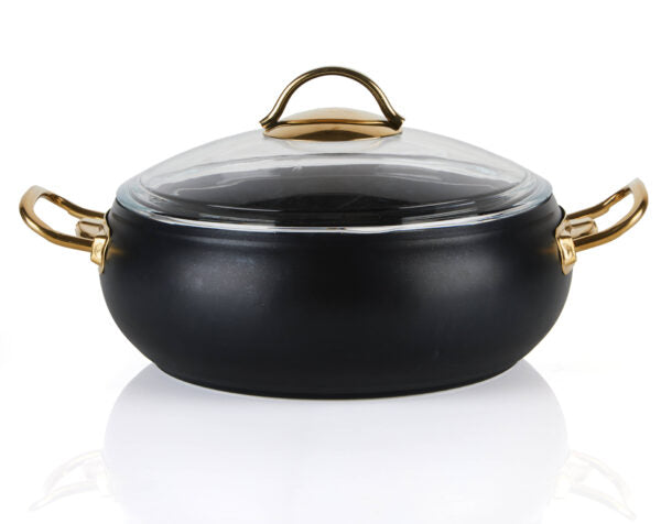 סיר 18 סמ 1.8 ליטר יציקת אלומיניום עם מכסה זכוכית BELLY סולתם