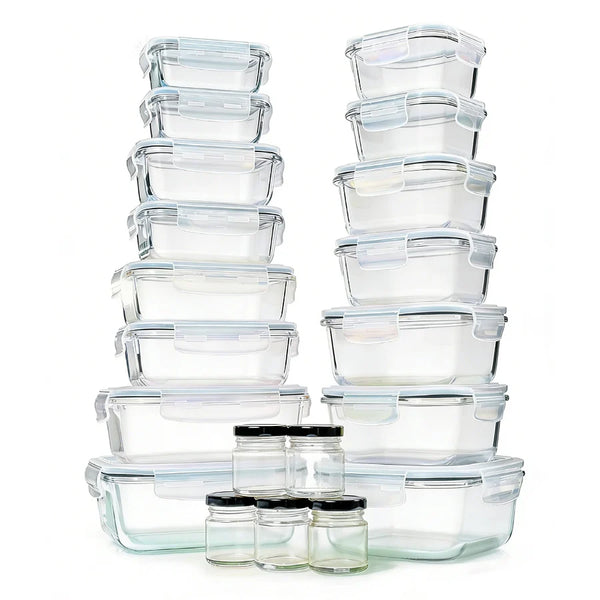 סט 20 כלי אחסון זכוכית GLASS CLOC עם מכסים