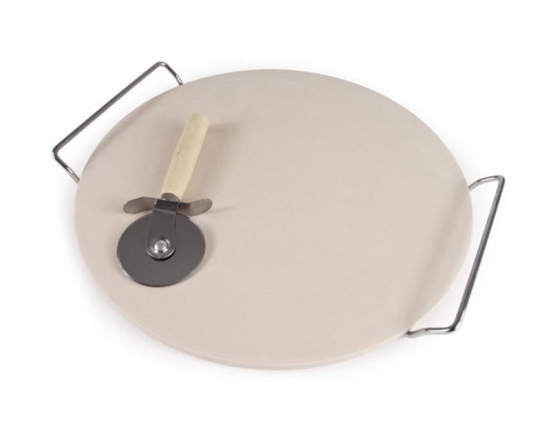 משטח פיצה מאבן מעמד+גלגלת סולתם