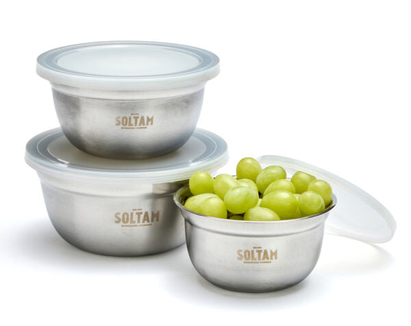 קערת ערבול עם מכסה לבן סט (3) 12/14/16 נירוסטה סולתם