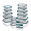 סט 20 כלי אחסון זכוכית עם מכסה טורקיז GLASS CLOC Food Appeal – אחסון חכם, בריא ומעוצב למטבח