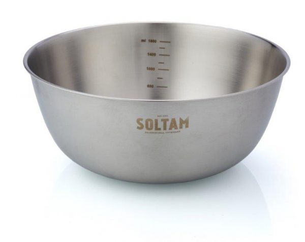 קערה נירוסטה מוברשת 1.8 ל' 22 ס"מ סימון קיבולת סולתם