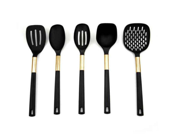 כלי ששת ניילון סט (5) חלק שחור עם זהב סולתם