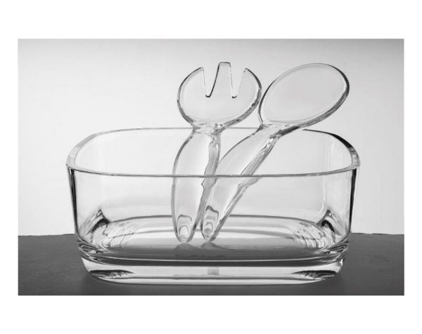 סט (3) חלק קערה מרובעת וכפות הגשה אקריל סולתם