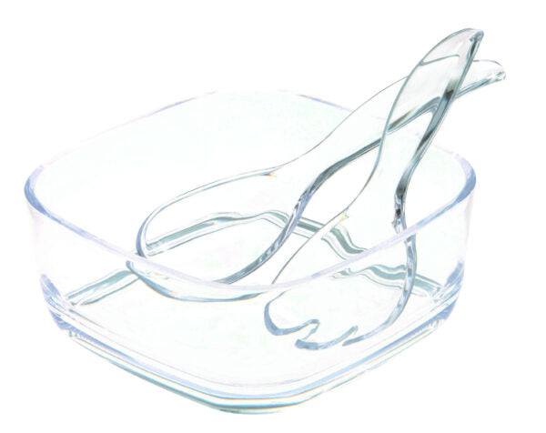 סט (3) חלק קערה מרובעת וכפות הגשה אקריל סולתם