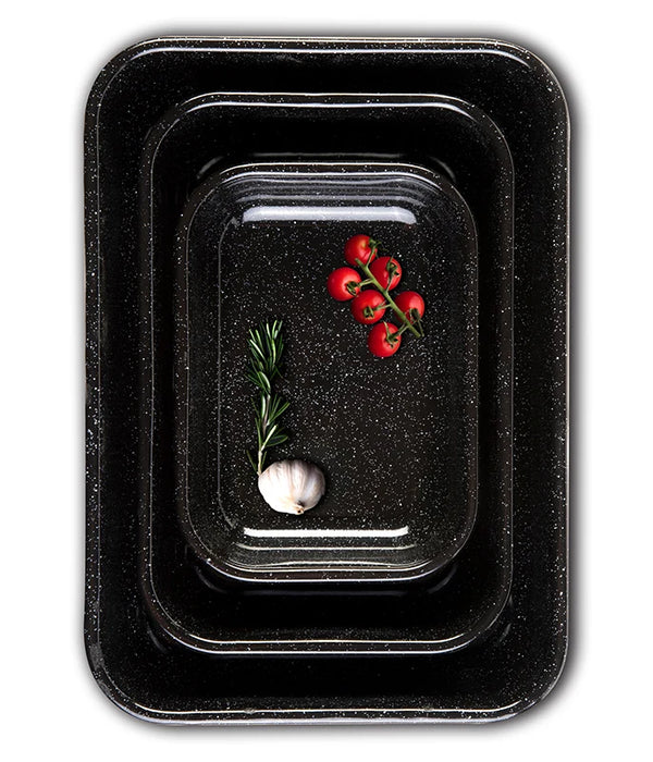 שלישיית תבניות אמייל ENAMELWARE שחור – סט אפייה והגשה איכותי לכל מטבח